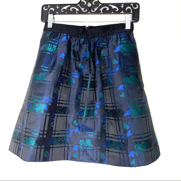 J. Crew polyester black/blue mini skirt size 0p - Picture 1 of 5